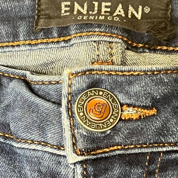 Enjean Women Size 7/28 High Rise Destructed Skinny Jeans Dark Wash Comfort - Picture 9 of 16